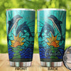 Camellia Personalized Art Sea Dolphin Stainless Steel Tumbler - Customized Double-Walled Insulation Travel Thermal Cup With Lid Gift For Dolphin Lover