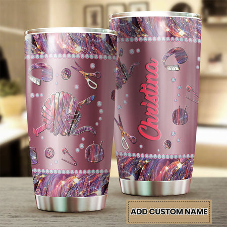 Camellia Personalized Mental Style Jewelry Crochet Heart Stainless Steel Tumbler-Double-Walled Insulation Travel Cup With Lid 02