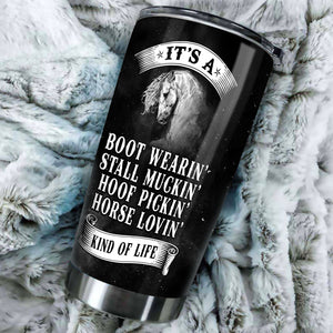Camellia Personalized Horse It's A Boot Wearing Stainless Steel Tumbler - Double-Walled Insulation Vacumm Flask - Gift For Horse Lovers, Cowgirls, Cowboys, Perfect Christmas, Thanksgiving Gift