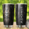 Camellia Personalized 3D Native American Golden Skull Stainless Steel Tumbler - Customized Double-Walled Insulation Travel Thermal Cup With Lid