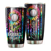 Camellia Persionalized 3D Baseball Mom Stainless Steel Tumbler - Customized Double - Walled Insulation Travel Thermal Cup With Lid Gift For Baseball Player