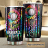Camellia Persionalized 3D Baseball Mom Stainless Steel Tumbler - Customized Double - Walled Insulation Travel Thermal Cup With Lid Gift For Baseball Player