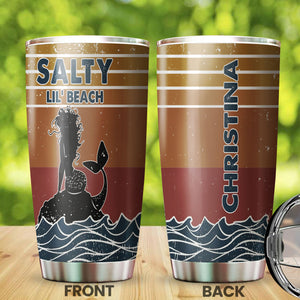 Camellia Personalized Mermaid Salty Lil' Beach Stainless Steel Tumbler-Double-Walled Insulation Travel Cup With Lid