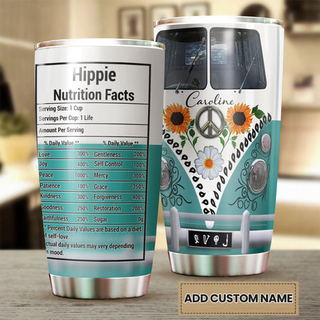 Camellia Personalized Hippie Nutrition Facts Stainless Steel Tumbler-Double-Walled Insulation Travel Cup With Lid 01