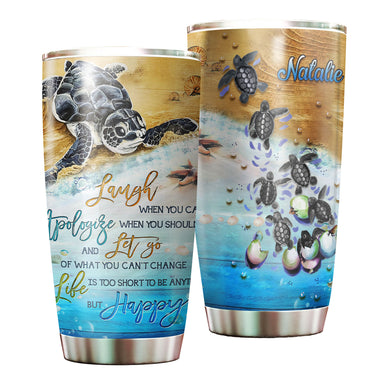 Camellia Personalized Laugh Love Life From Turtles Stainless Steel Tumbler-Double-Walled Insulation Travel Cup With Lid