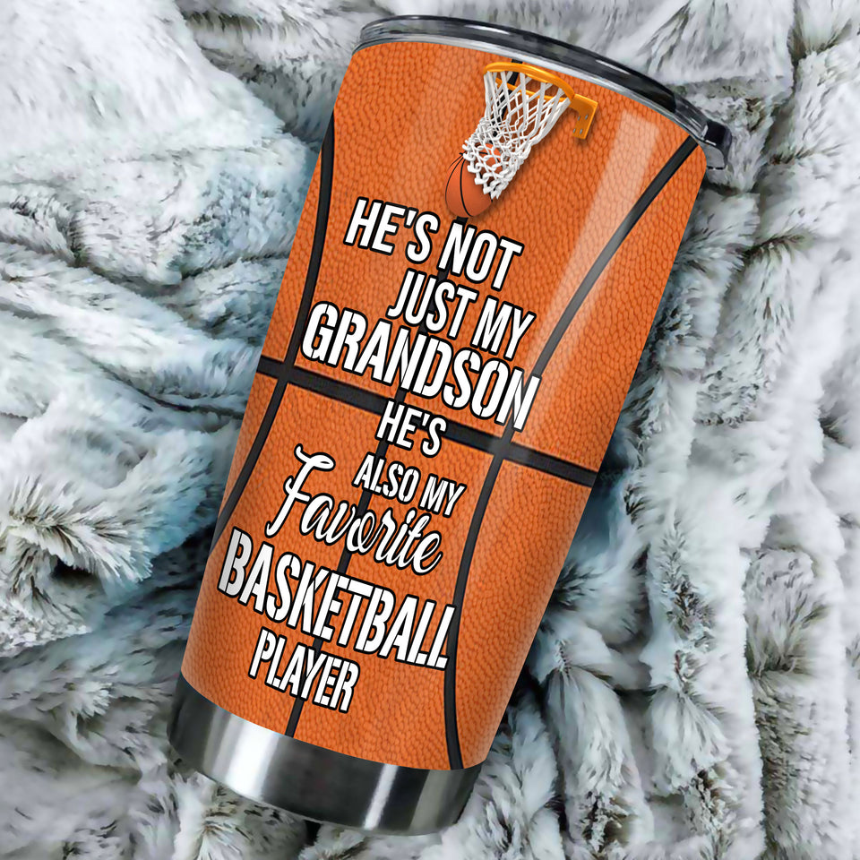 Camellia Persionalized Grandson My Favorite Basketball Player Stainless Steel Tumbler - Customized Double - Walled Insulation Travel Thermal Cup With Lid Gift For Grandson