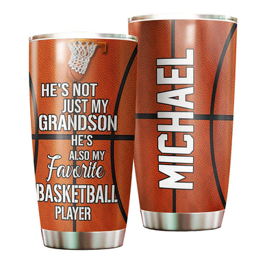 Camellia Persionalized Grandson My Favorite Basketball Player Stainless Steel Tumbler - Customized Double - Walled Insulation Travel Thermal Cup With Lid Gift For Grandson