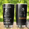 Camellia Persionalized 3D Never Mess With A Bear Or A Beard Stainless Steel Tumbler - Customized Double - Walled Insulation Travel Thermal Cup With Lid Gift For Bear Lover