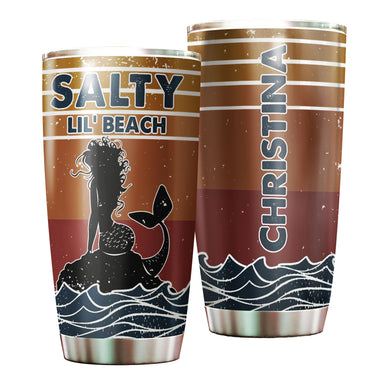 Camellia Personalized Mermaid Salty Lil' Beach Stainless Steel Tumbler-Double-Walled Insulation Travel Cup With Lid