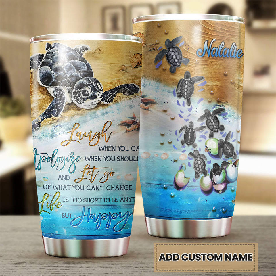 Camellia Personalized Laugh Love Life From Turtles Stainless Steel Tumbler-Double-Walled Insulation Travel Cup With Lid