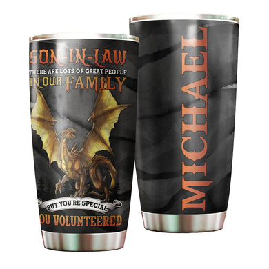 Camellia Personalized Dragon Son In Law You Are Special You Volunteered Stainless Steel Tumbler - Customized Double-Walled Insulation Travel Thermal Cup With Lid Gift For Dragon Lover Son