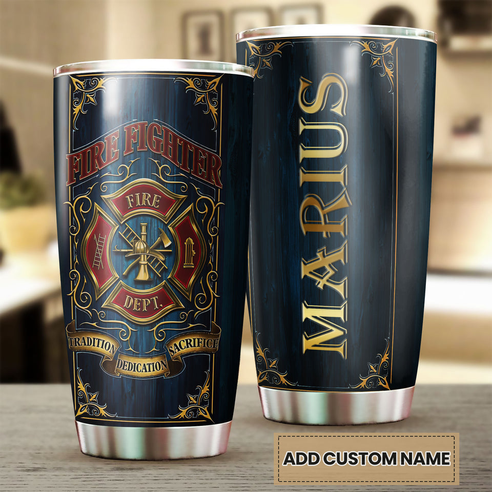 Camellia Personalized Stainless Steel Tumbler-Double-Walled Insulation Gift For Firefighter Fireman