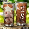 Camellia Personalized 3D Funny Cow Stainless Steel Tumbler - Customized Double-Walled Insulation Travel Thermal Cup With Lid