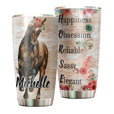 Camellia Personalized Horse Pot Head Stainless Steel Tumbler - Double-Walled Insulation Vacumm Flask - Gift For Horse Lovers, Cowgirls, Cowboys, Perfect Christmas, Thanksgiving Gift