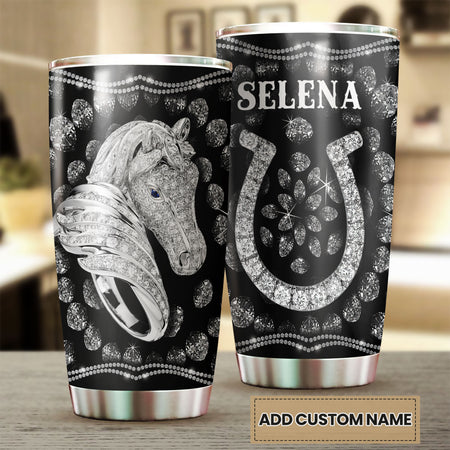 Camellia Personalized Horse Jewelry Style Stainless Steel Tumbler - Double-Walled Insulation Vacumm Flask - Gift For Horse Lovers, Cowgirls, Cowboys, Perfect Christmas, Thanksgiving Gift