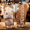 Camellia Personalized 3D Funny Cow Stainless Steel Tumbler - Customized Double-Walled Insulation Travel Thermal Cup With Lid