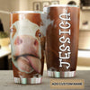 Camellia Personalized 3D Funny Cow Stainless Steel Tumbler - Customized Double-Walled Insulation Travel Thermal Cup With Lid