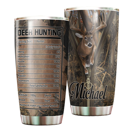 Camellia Personalized 3D Deer Hunting Stainless Steel Tumbler - Customized Double-Walled Insulation Travel Thermal Cup With Lid Gift For Deer Lover