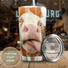 Camellia Personalized 3D Funny Cow Stainless Steel Tumbler - Customized Double-Walled Insulation Travel Thermal Cup With Lid