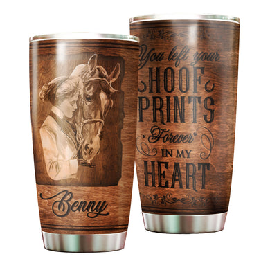 Camellia Personalized Horse Hoof Prints Stainless Steel Tumbler - Double-Walled Insulation Vacumm Flask - Gift For Horse Lovers, Cowgirls, Cowboys, Perfect Christmas, Thanksgiving Gift