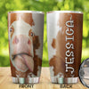 Camellia Personalized 3D Funny Cow Stainless Steel Tumbler - Customized Double-Walled Insulation Travel Thermal Cup With Lid