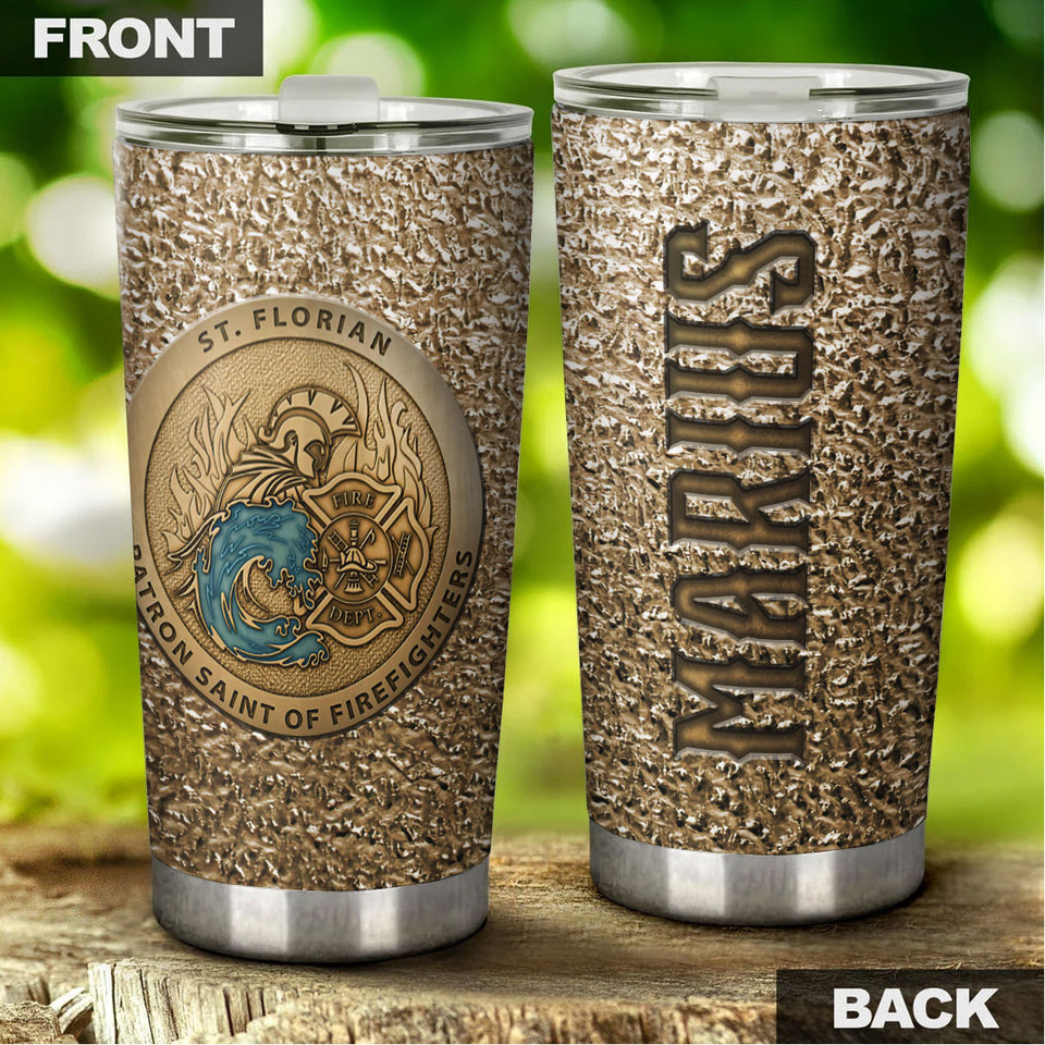 Camellia Personalized Patron Saint Of Firefighter Stainless Steel Tumbler-Double-Walled Insulation Gift For Firefighter Fireman