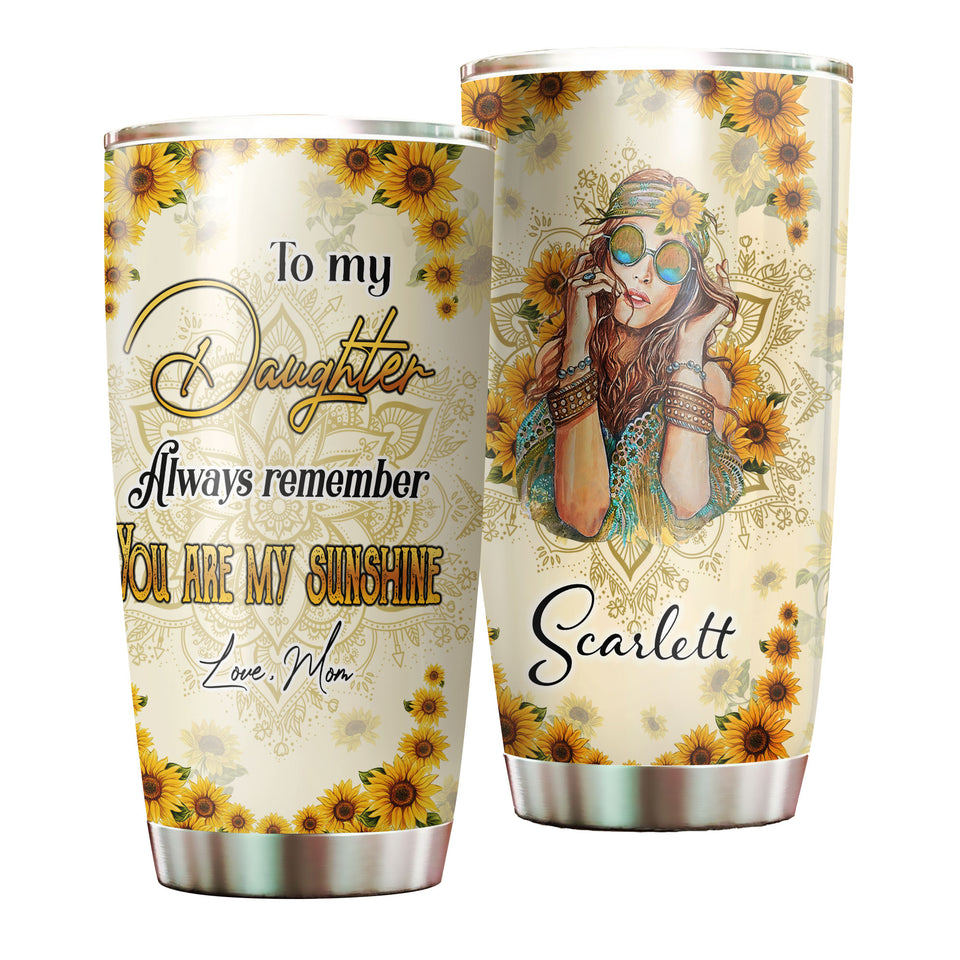 Camellia Personalized To My Daughter You Are Always My Sunshine Stainless Steel Tumbler-Double-Walled Insulation Travel Cup With Lid