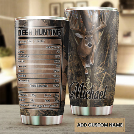 Camellia Personalized 3D Deer Hunting Stainless Steel Tumbler - Customized Double-Walled Insulation Travel Thermal Cup With Lid Gift For Deer Lover