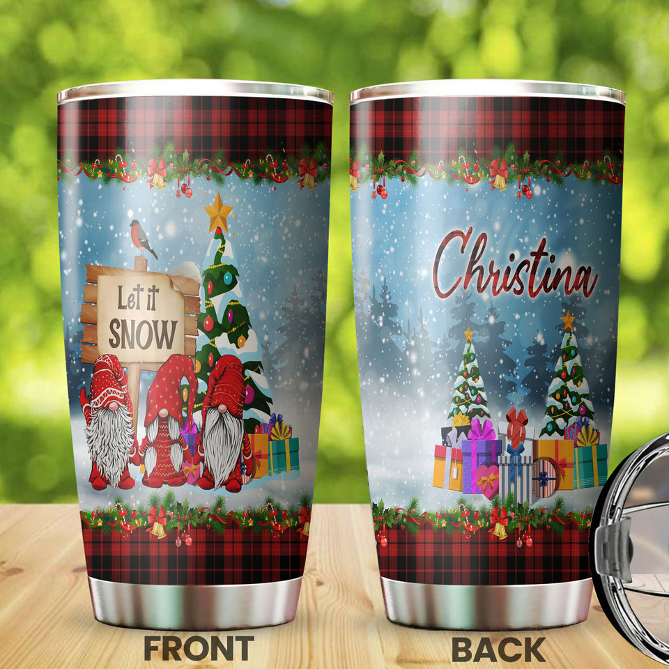 Camellia Personalized Christmas Santa Claus Let It Snow Stainless Steel Tumbler - Customized Double-Walled Insulation Travel Thermal Cup With Lid