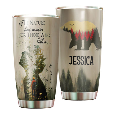 Camellia Persionalized 3D Vintage The Nature Has Music Stainless Steel Tumbler - Customized Double - Walled Insulation Travel Thermal Cup With Lid