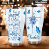 Camellia Personalized Blue Butterfly Be Joyful Be Patient Be Faithful Stainless Steel Tumbler - Double-Walled Insulation Vacumm Flask - Gift For Thanksgiving, Memorial Day