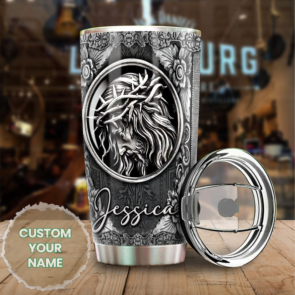 Camellia Personalized Let Your Faith Be Bigger Than Your Fear Sliver Stainless Steel Tumbler-Double-Walled Travel Therma Cup With Lid