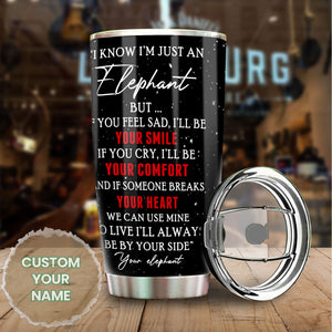 Camellia Personalized Elephant Is Friend Stainless Steel Tumbler- Wall Insulated Cup With Lid Travel Mug