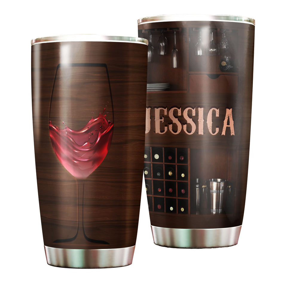 Camellia Persionalized Wine Bar Stainless Steel Tumbler - Customized Double - Walled Insulation Travel Thermal Cup With Lid Gift For Wine Lover