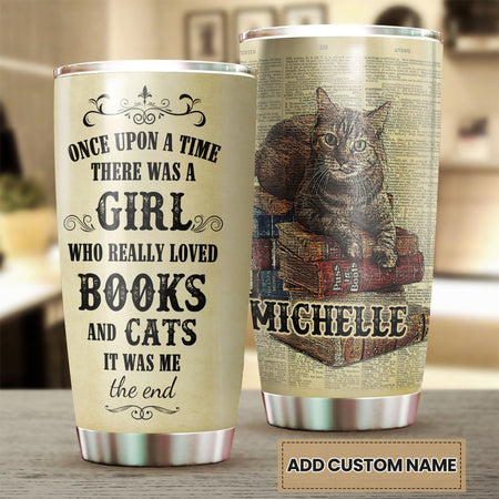 Camellia Personalized Once Upon A Time There Was A Girl Really Loves Books Stainless Steel Tumbler - Double-Walled Insulation Vacumm Flask - Gift For Book Lovers, Nerd, International Book Day