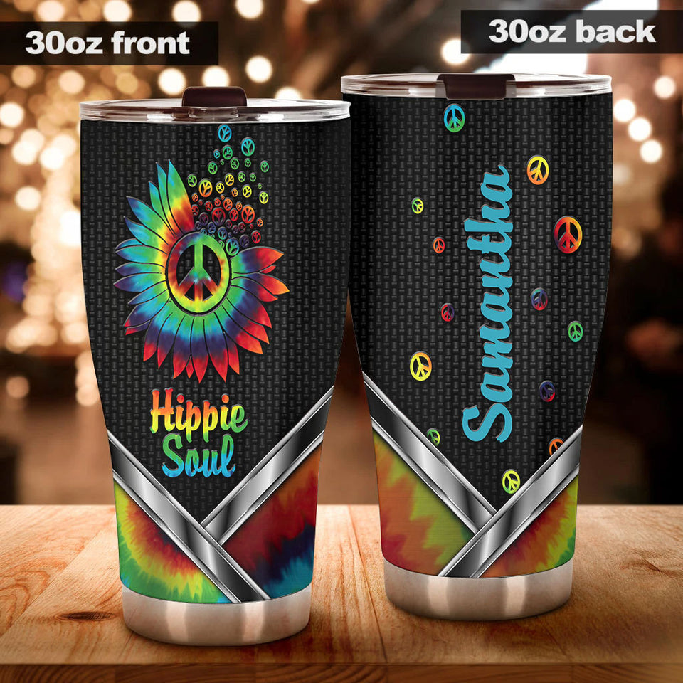 Camellia Personalized Mental Hippie Sunflower Stainless Steel Tumbler-Double-Walled Insulation Travel Cup With Lid