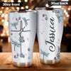 Camellia Personalized  Dragonfly Jewelry Style Stainless Steel Tumbler - Customized Double-Walled Insulation Travel Thermal Cup With Lid Gift For Dragonfly Lover
