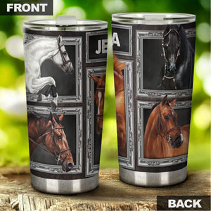 Camellia Personalized Horse Stainless Steel Tumbler - Double-Walled Insulation Vacumm Flask - Gift For Horse Lovers, Cowgirls, Cowboys, Perfect Christmas, Thanksgiving Gift 03