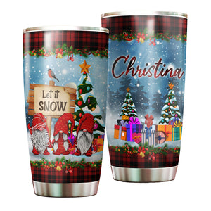Camellia Personalized Christmas Santa Claus Let It Snow Stainless Steel Tumbler - Customized Double-Walled Insulation Travel Thermal Cup With Lid
