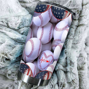 Camellia Persionalized Baseball Stainless Steel Tumbler - Customized Double - Walled Insulation Travel Thermal Cup With Lid