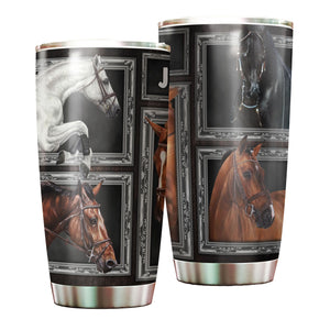 Camellia Personalized Horse Stainless Steel Tumbler - Double-Walled Insulation Vacumm Flask - Gift For Horse Lovers, Cowgirls, Cowboys, Perfect Christmas, Thanksgiving Gift 03