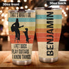 Camellia Personalized 3D Vintage Woman Pets Dogs Play Guitar And Know Things Stainless Steel Tumbler - Customized Double-Walled Insulation Travel Thermal Cup With Lid Gift For Guitarist