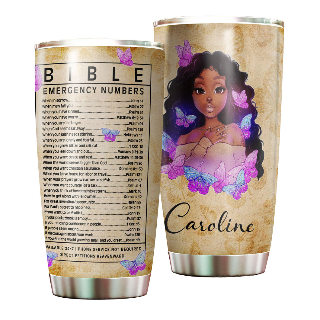 Camellia Personalized Black Women Faith Stainless Steel Tumbler - Double-Walled Insulation Vacumm Flask - Gift For Black Queen, International Women's Day, Hippie Girls