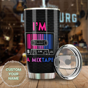 Camellia Personalized Bisexual Mixtape Pride Stainless Steel Tumbler - Double-Walled Insulation Vacumm Flask - Gift For LGBT, LGBTQ+, Bisexual