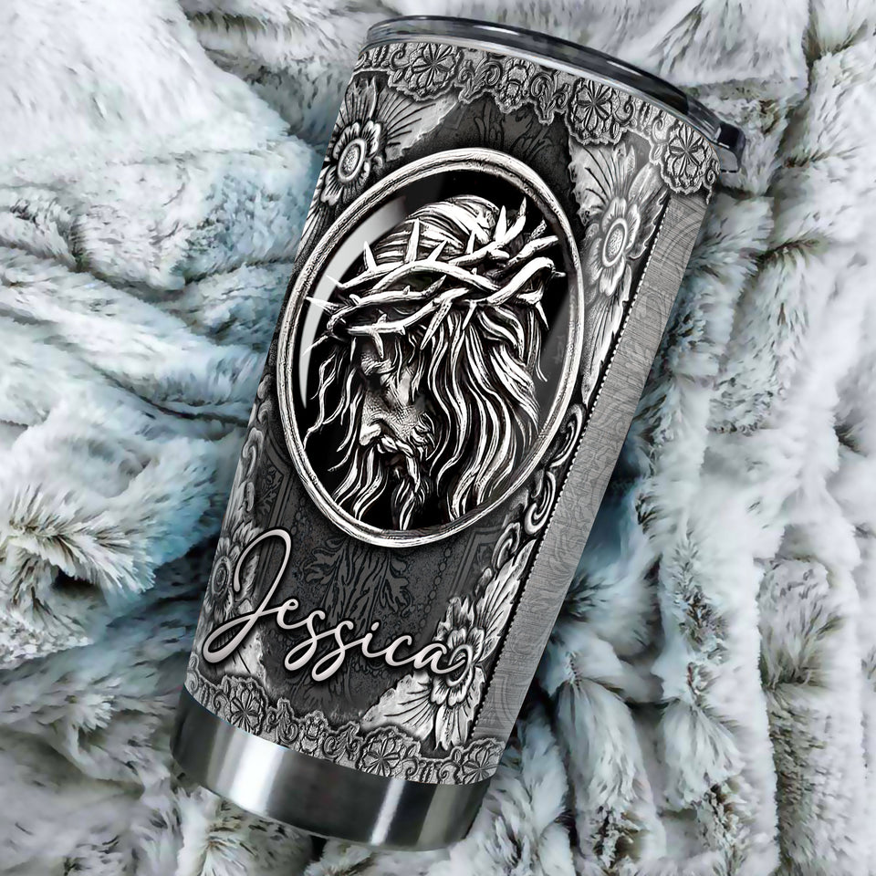 Camellia Personalized Let Your Faith Be Bigger Than Your Fear Sliver Stainless Steel Tumbler-Double-Walled Travel Therma Cup With Lid