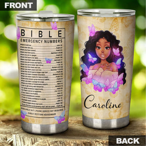 Camellia Personalized Black Women Faith Stainless Steel Tumbler - Double-Walled Insulation Vacumm Flask - Gift For Black Queen, International Women's Day, Hippie Girls