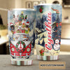 Camellia Personalized Christmas Bulldog Red Truck Stainless Steel Tumbler - Customized Double-Walled Insulation Travel Thermal Cup With Lid
