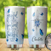 Camellia Personalized Blue Butterfly Be Joyful Be Patient Be Faithful Stainless Steel Tumbler - Double-Walled Insulation Vacumm Flask - Gift For Thanksgiving, Memorial Day