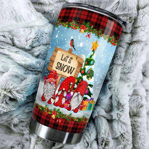 Camellia Personalized Christmas Santa Claus Let It Snow Stainless Steel Tumbler - Customized Double-Walled Insulation Travel Thermal Cup With Lid