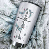 Camellia Personalized  Dragonfly Jewelry Style Stainless Steel Tumbler - Customized Double-Walled Insulation Travel Thermal Cup With Lid Gift For Dragonfly Lover